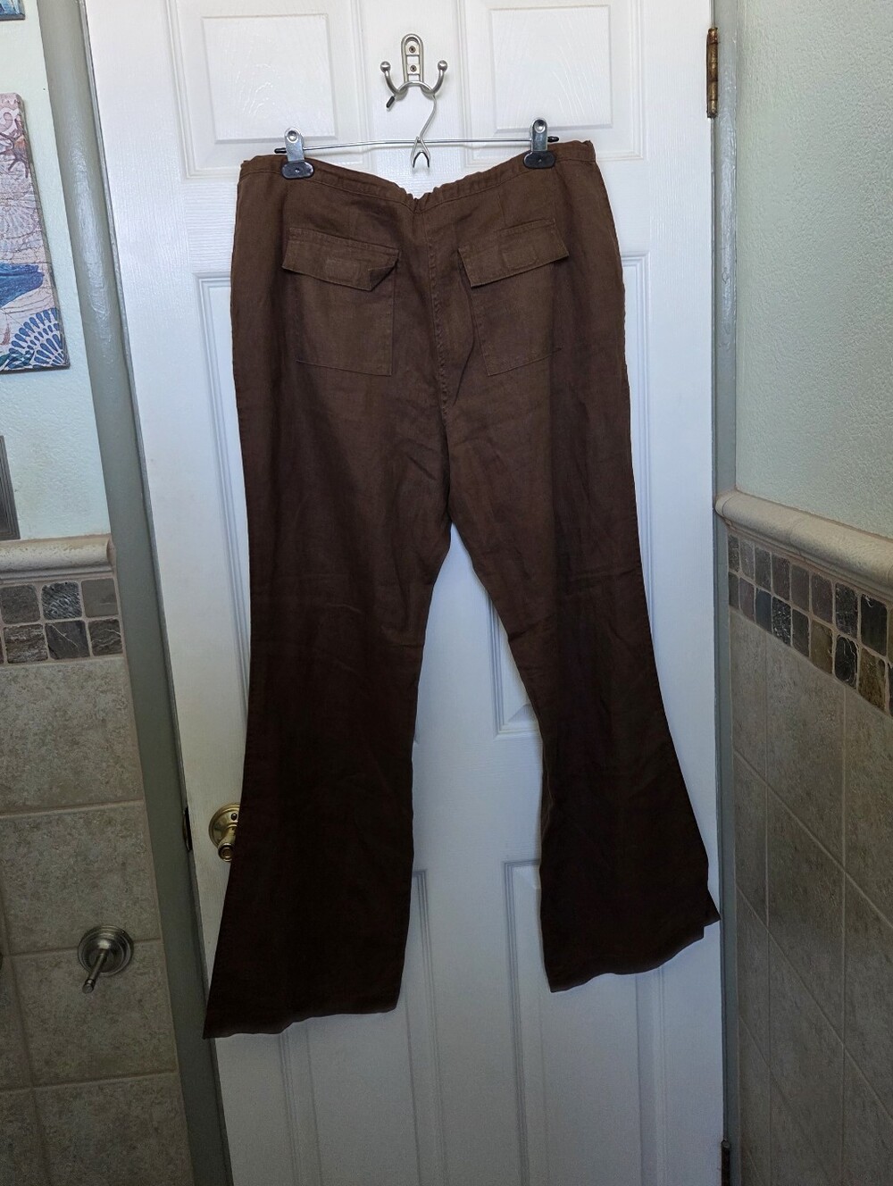 J. Jill Brown Drawstring 100% Linen Pants Summer Resortwear Outdoor Vacay 14 - Picture 5 of 8